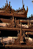 Myanmar - Mandalay, Shwe In Bin Kyaung a wonderful example of the Burmese unique teak architecture and wood-carving art. 